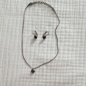Elegant Blue Stone Necklace and Earring Set